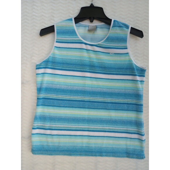 Women's Nike terry cloth tank top striped blue large 12/14 - Picture 1 of 8